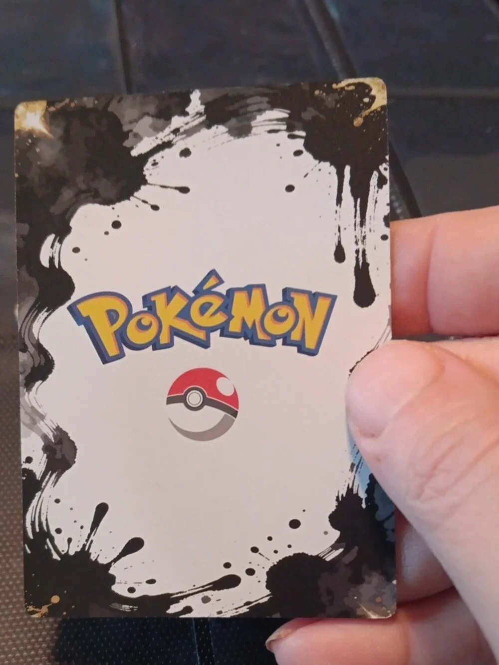 Pokemon OR Holo Card with Pink, Blue, Yellow, Black, White Accents